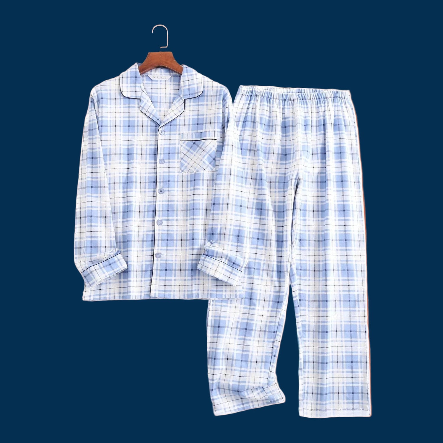 Men'S Home Suits Long-Sleeved Trousers Suits for Autumn and Winter Pijamas for Men Flannel Plaid Design Pajamas for Men