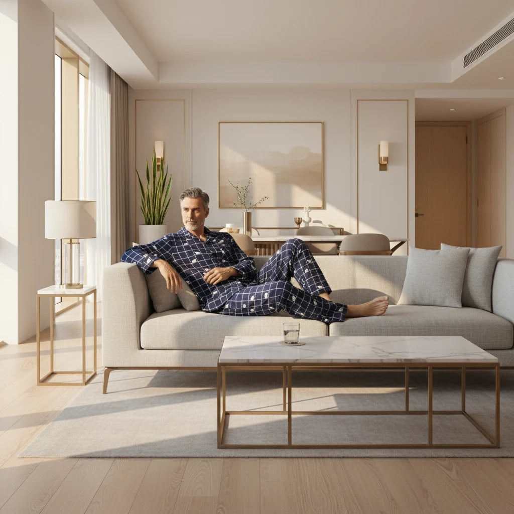 Men'S Home Suits Long-Sleeved Trousers Suits for Autumn and Winter Pijamas for Men Flannel Plaid Design Pajamas for Men