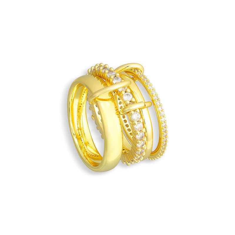 EVRY JEWELS Gold or Silver Plated Women'S Hypoallergenic Viral Stacked Rings